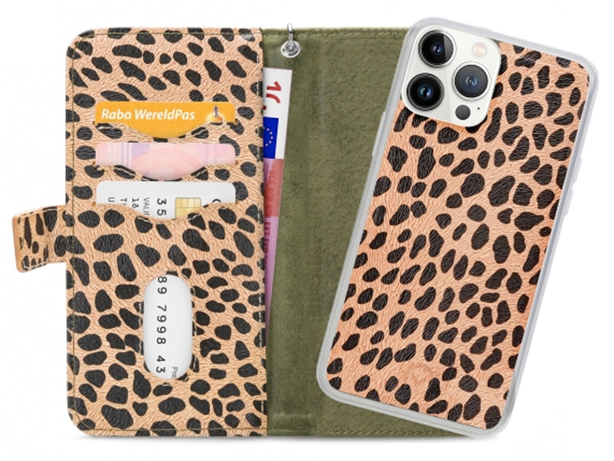 Mobilize 2in1 Magnet Zipper Case Green Leopard - iPhone 13 Pro Max hoesje