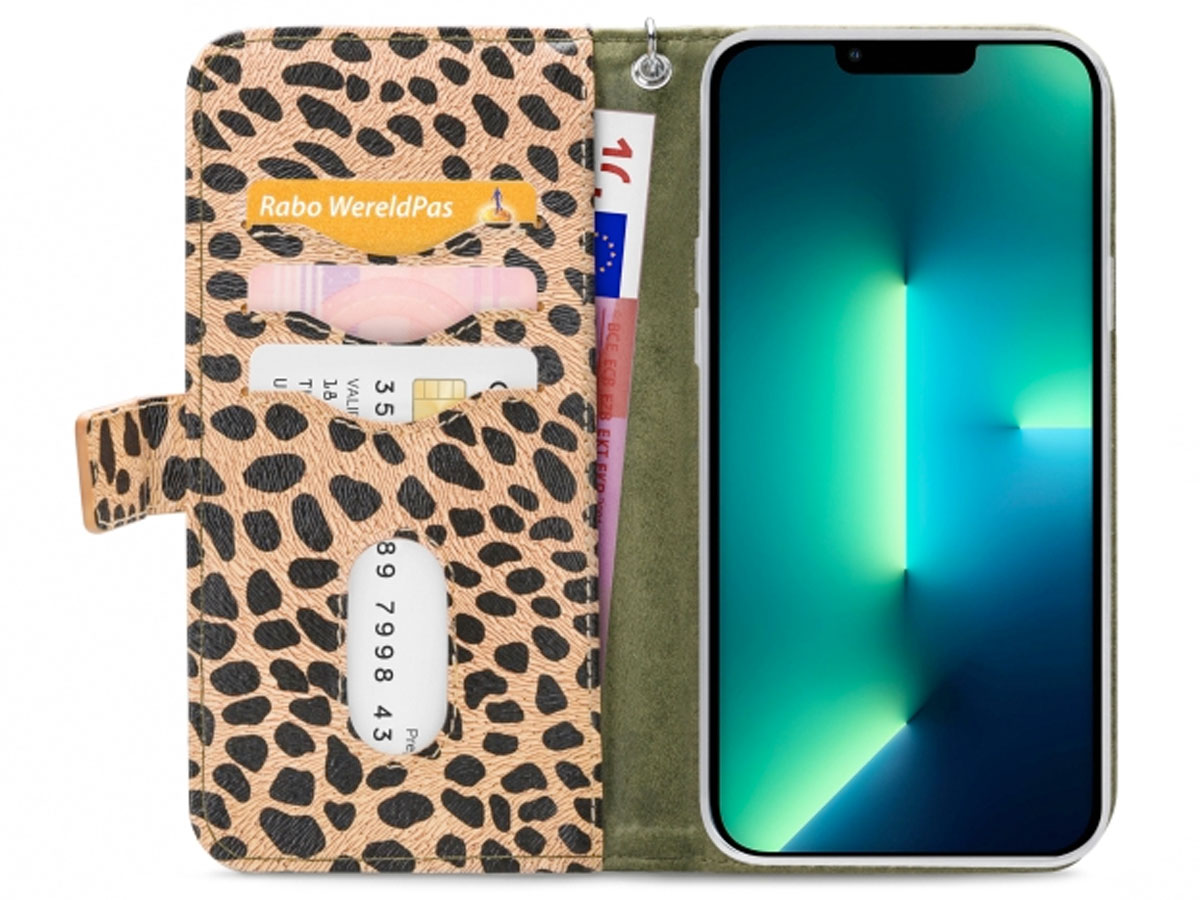 Mobilize 2in1 Magnet Zipper Case Green Leopard - iPhone 13 Pro Max hoesje