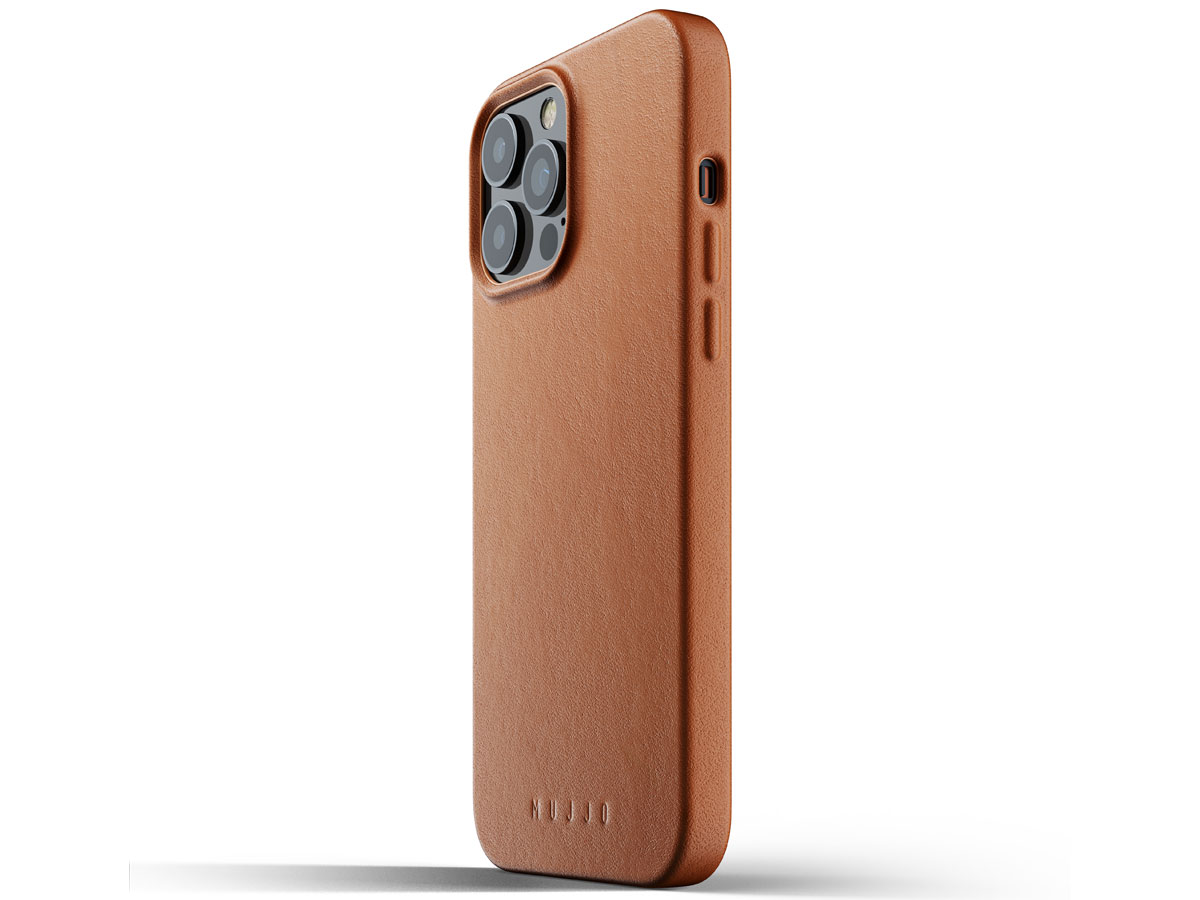 Mujjo Full Leather Case Tan - iPhone 13 Pro Max Hoesje Leer