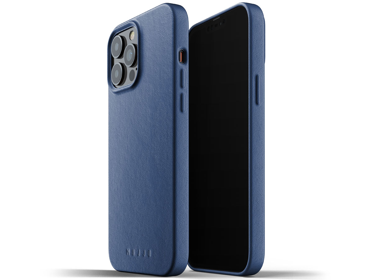 Mujjo Full Leather Case Monaco Blue - iPhone 13 Pro Max Hoesje Leer