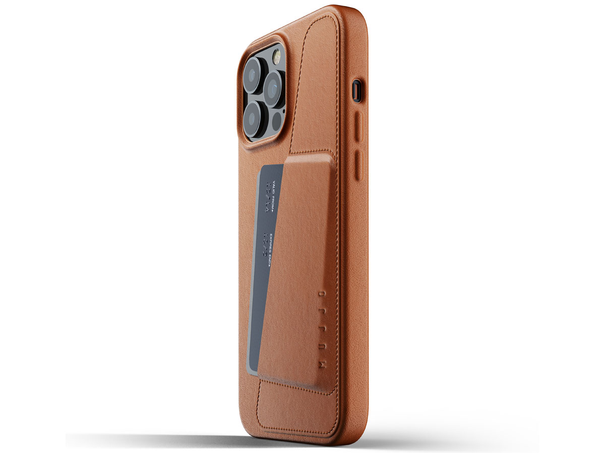 Mujjo Full Leather Wallet Case Tan - iPhone 13 Pro Max Hoesje Leer