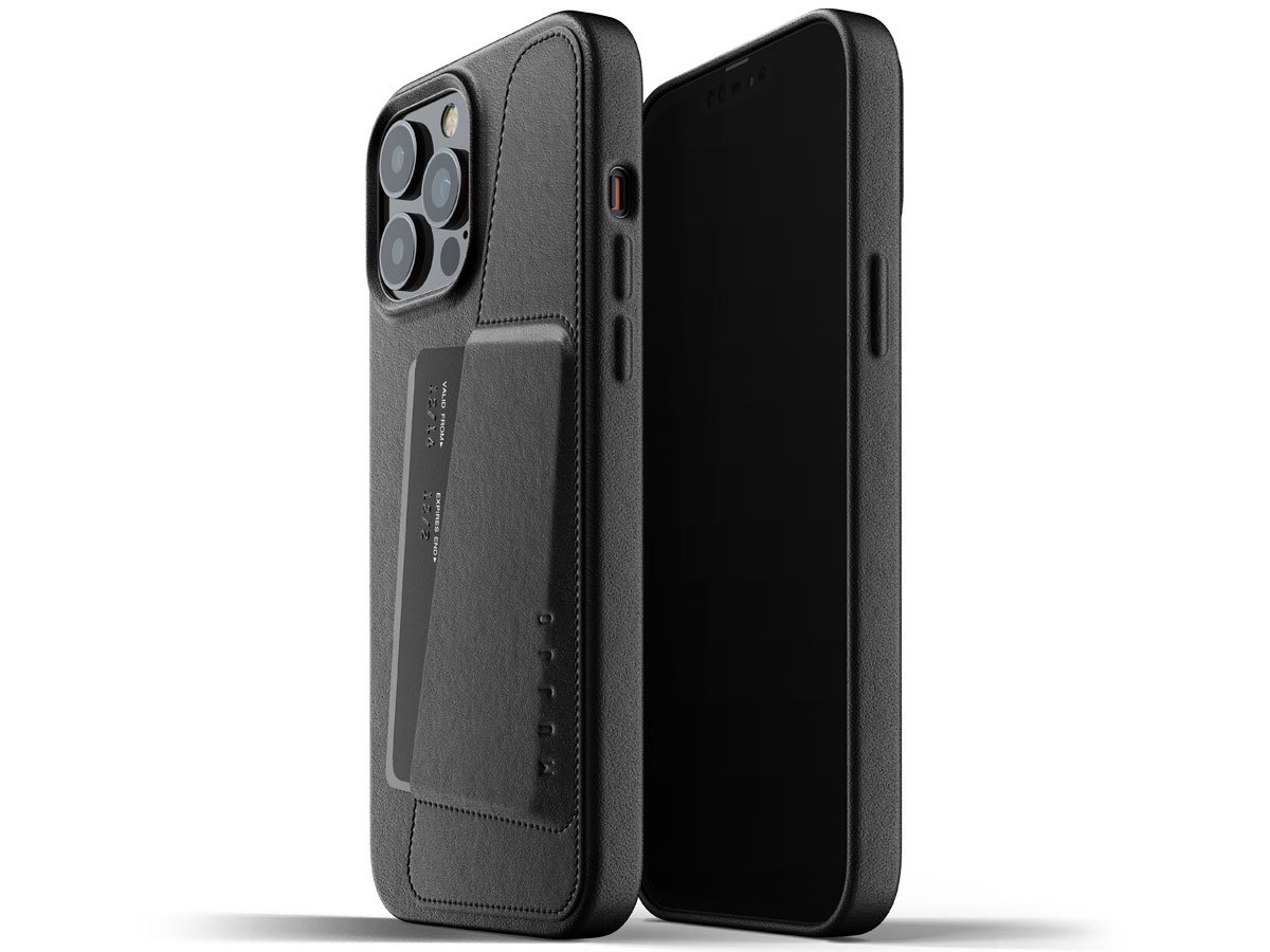 Mujjo Full Leather Wallet Case Black - iPhone 13 Pro Max Hoesje Leer