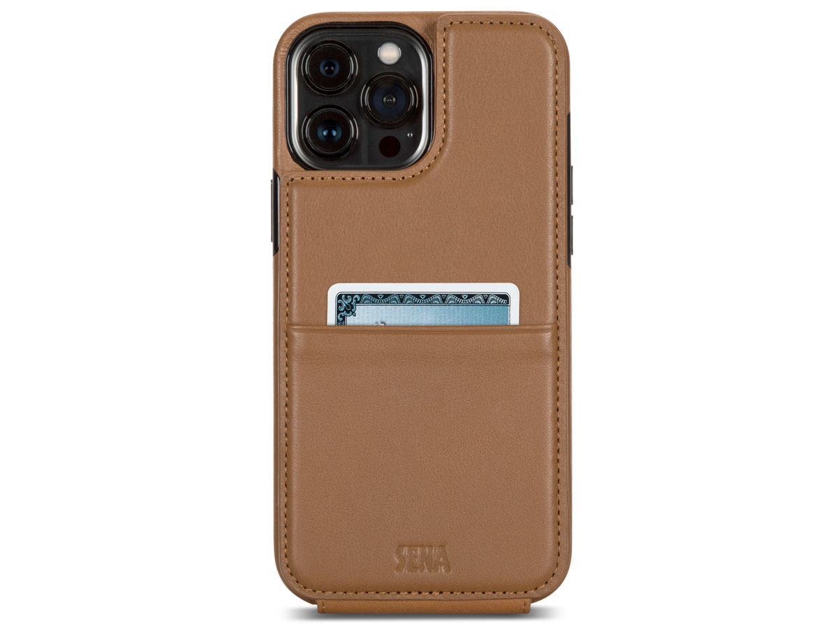 Sena WalletSkin Case Bruin - iPhone 13 Pro Max Hoesje Leer