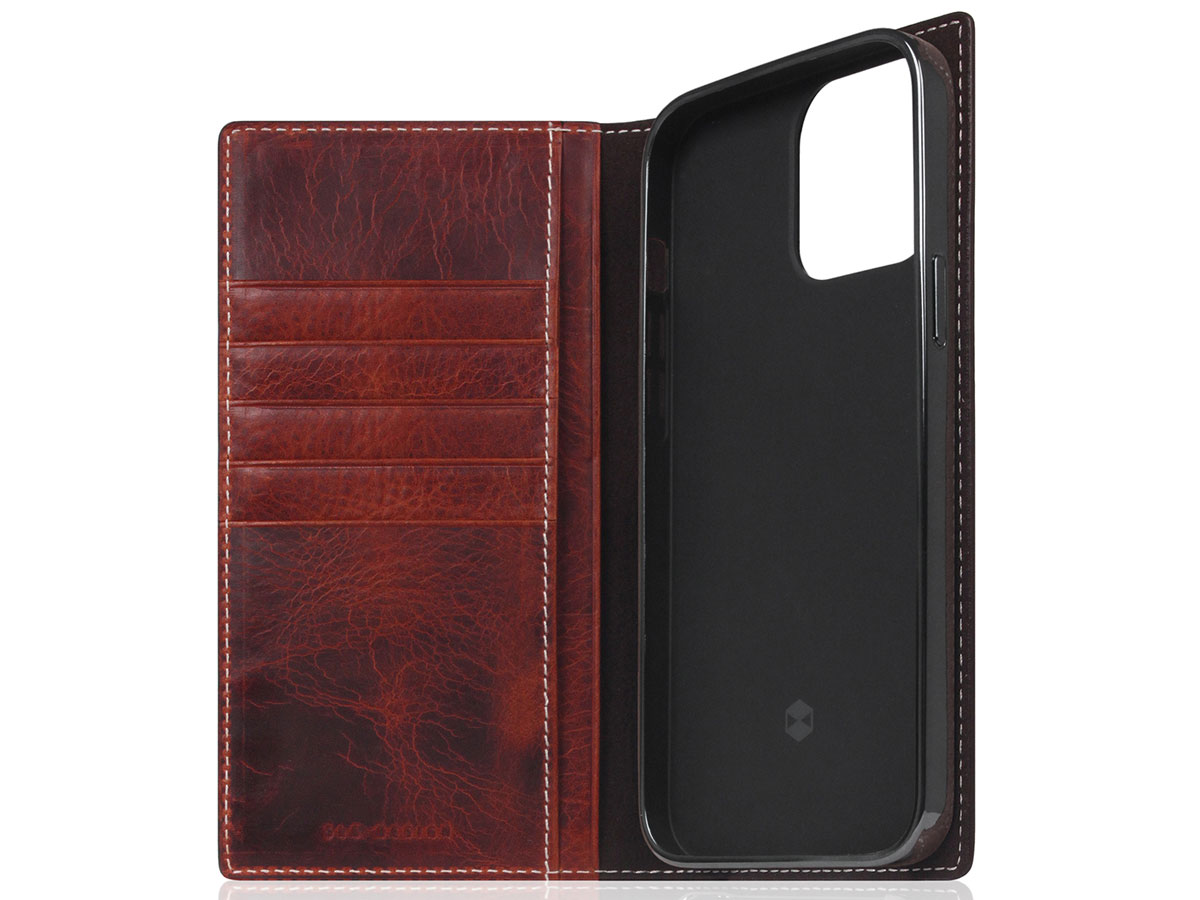 SLG Design D7 Italian Wax Leer Bruin - iPhone 13 Pro Max hoesje