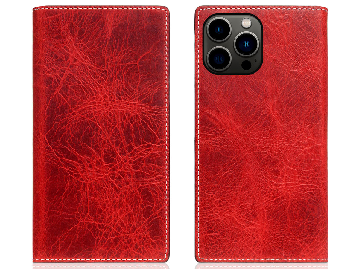 SLG Design D7 Italian Wax Leer Rood - iPhone 13 Pro Max hoesje