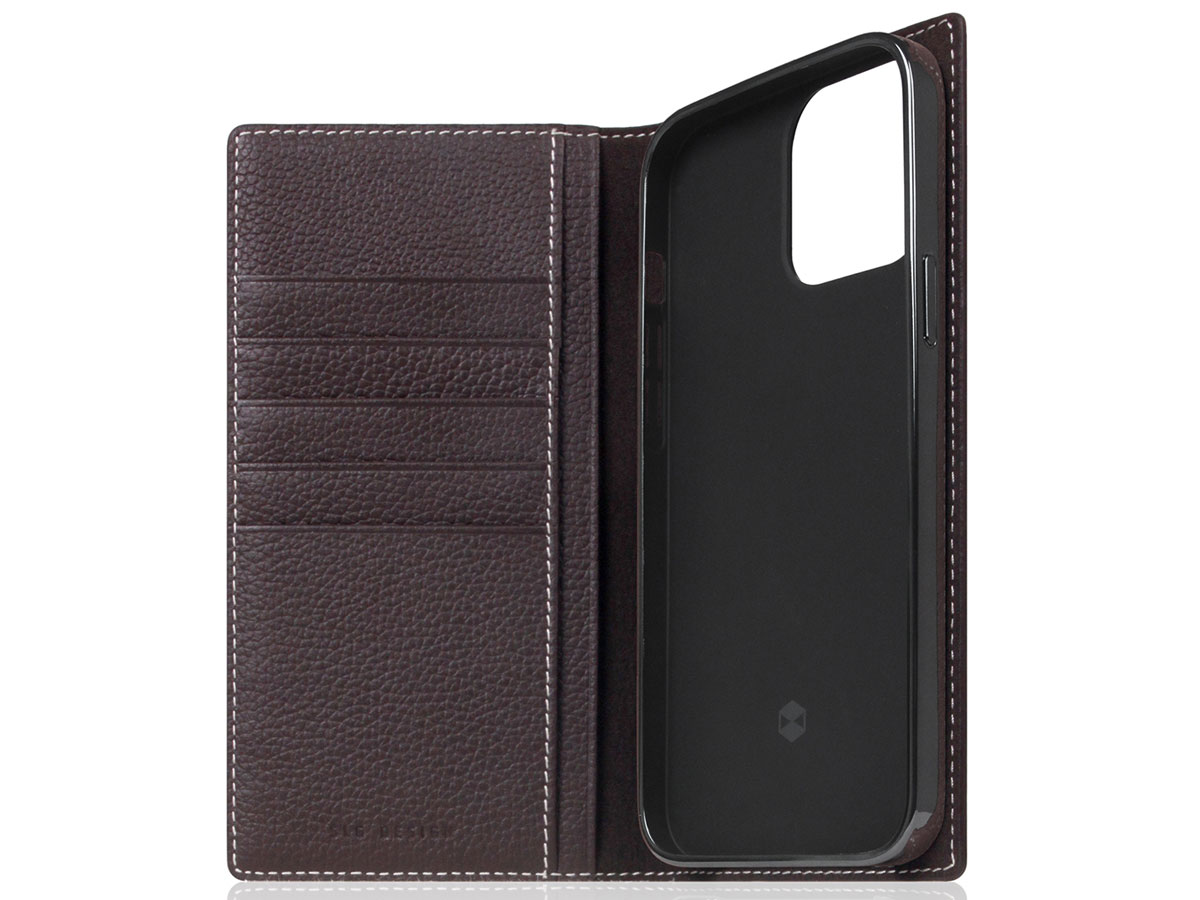 SLG Design D8 Folio Leer Brown Cream - iPhone 13 Pro Max hoesje