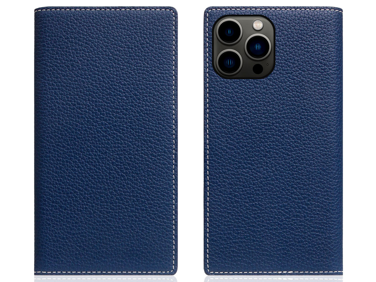 SLG Design D8 Folio Leer Navy Blue - iPhone 13 Pro Max hoesje