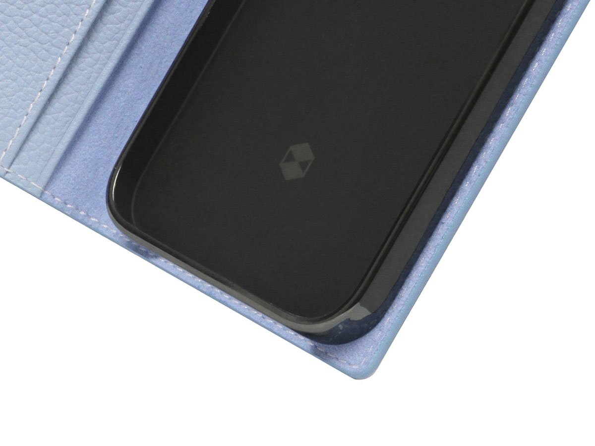 SLG Design D8 Folio Leer Powder Blue - iPhone 13 Pro Max hoesje