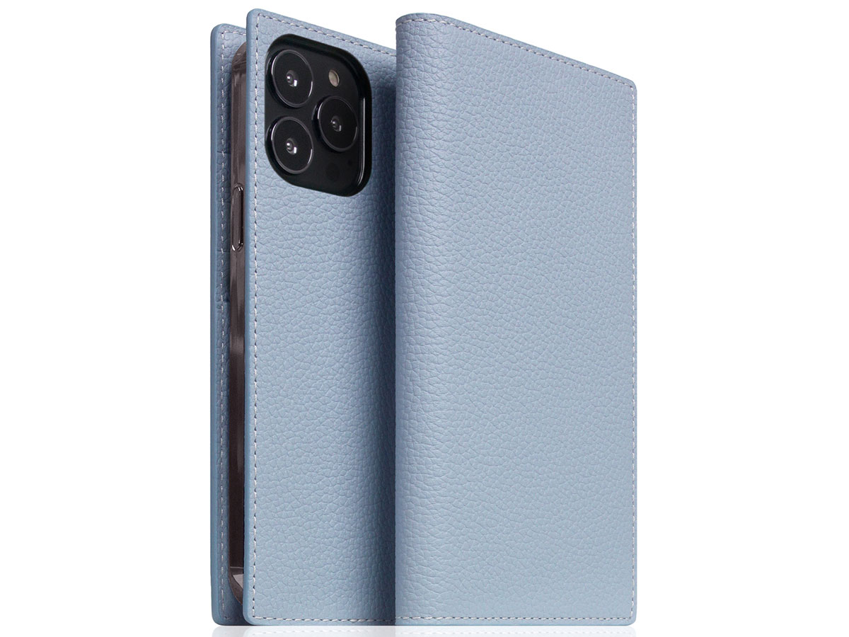 SLG Design D8 Folio Leer Powder Blue - iPhone 13 Pro Max hoesje