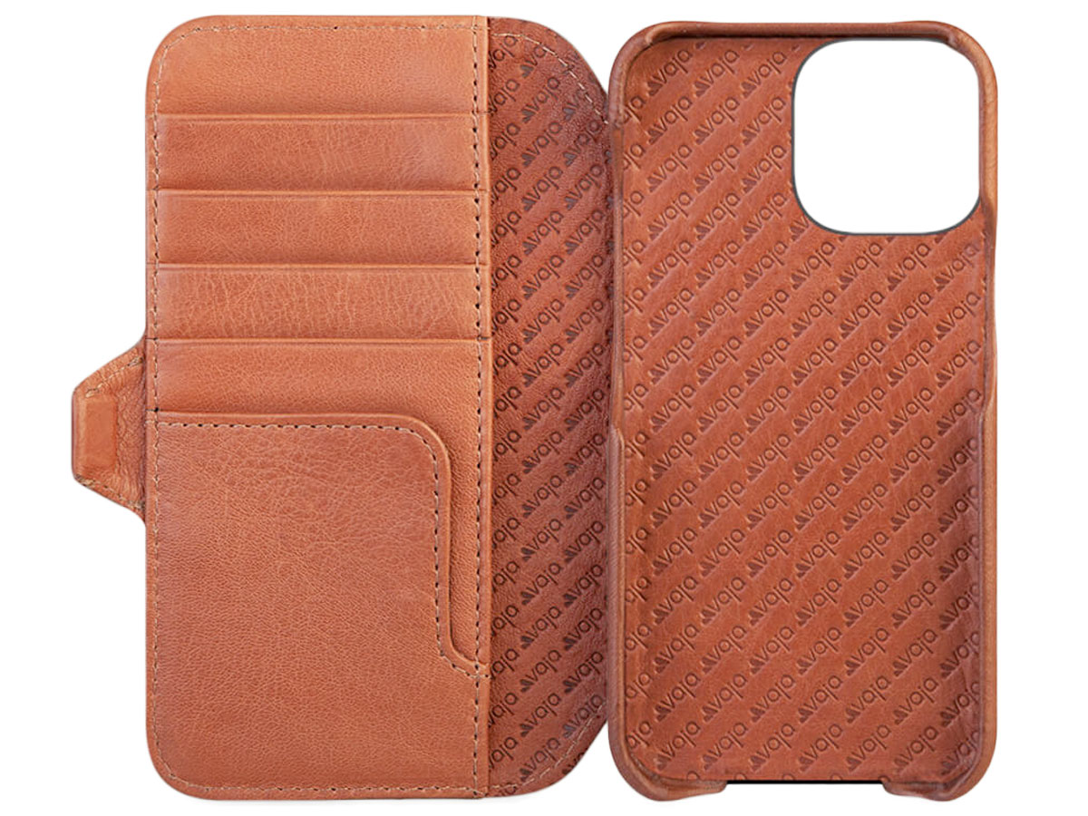 Vaja Wallet Leather Case MagSafe Cognac - iPhone 13 Pro Max Hoesje Leer