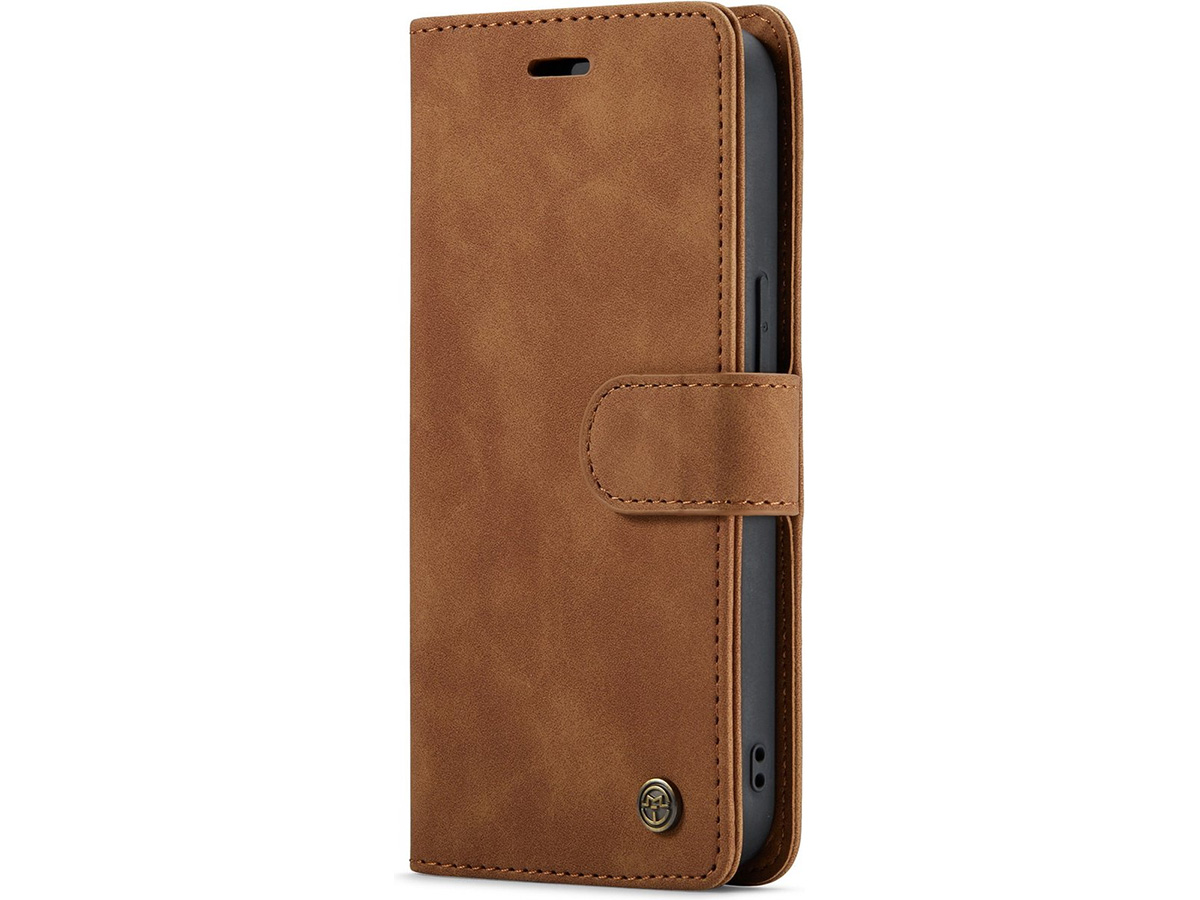 CaseMania 2in1 Magnetic Bookcase Cognac - iPhone 14 Hoesje