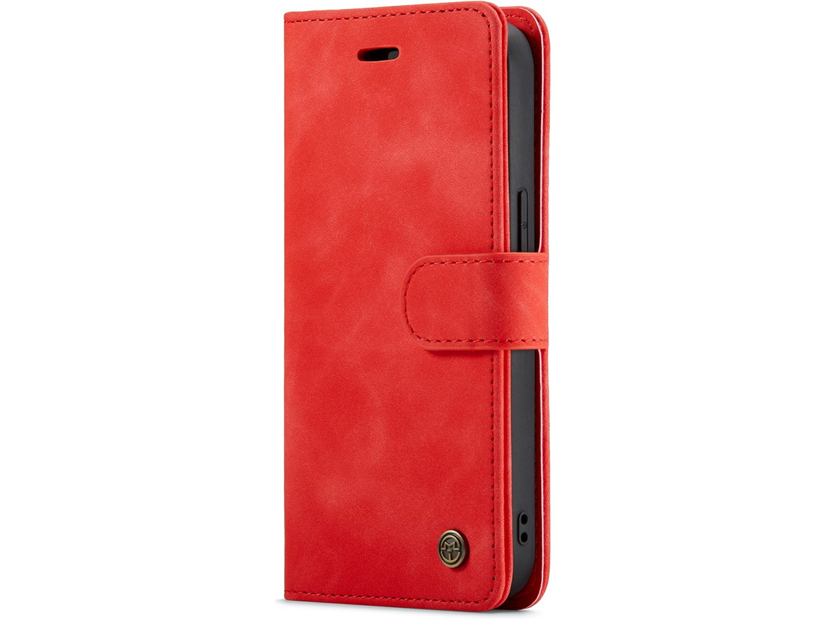 CaseMania 2in1 Magnetic Bookcase Rood - iPhone 14 Hoesje