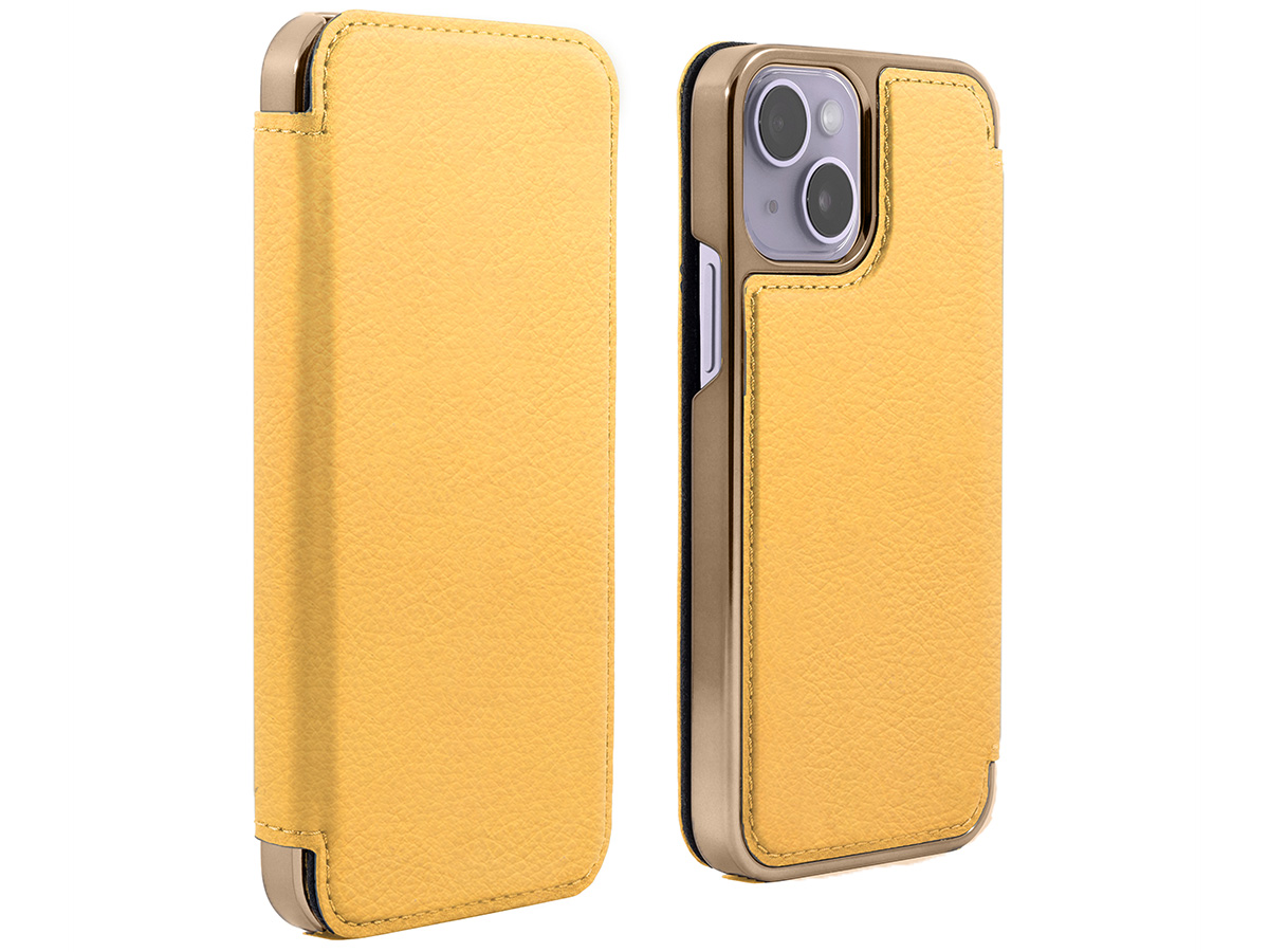 Greenwich Blake MagSafe Leather Folio Canary - iPhone 14 Hoesje