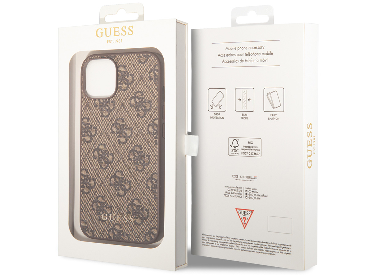 Guess 4G Monogram Case Bruin - iPhone 14 hoesje