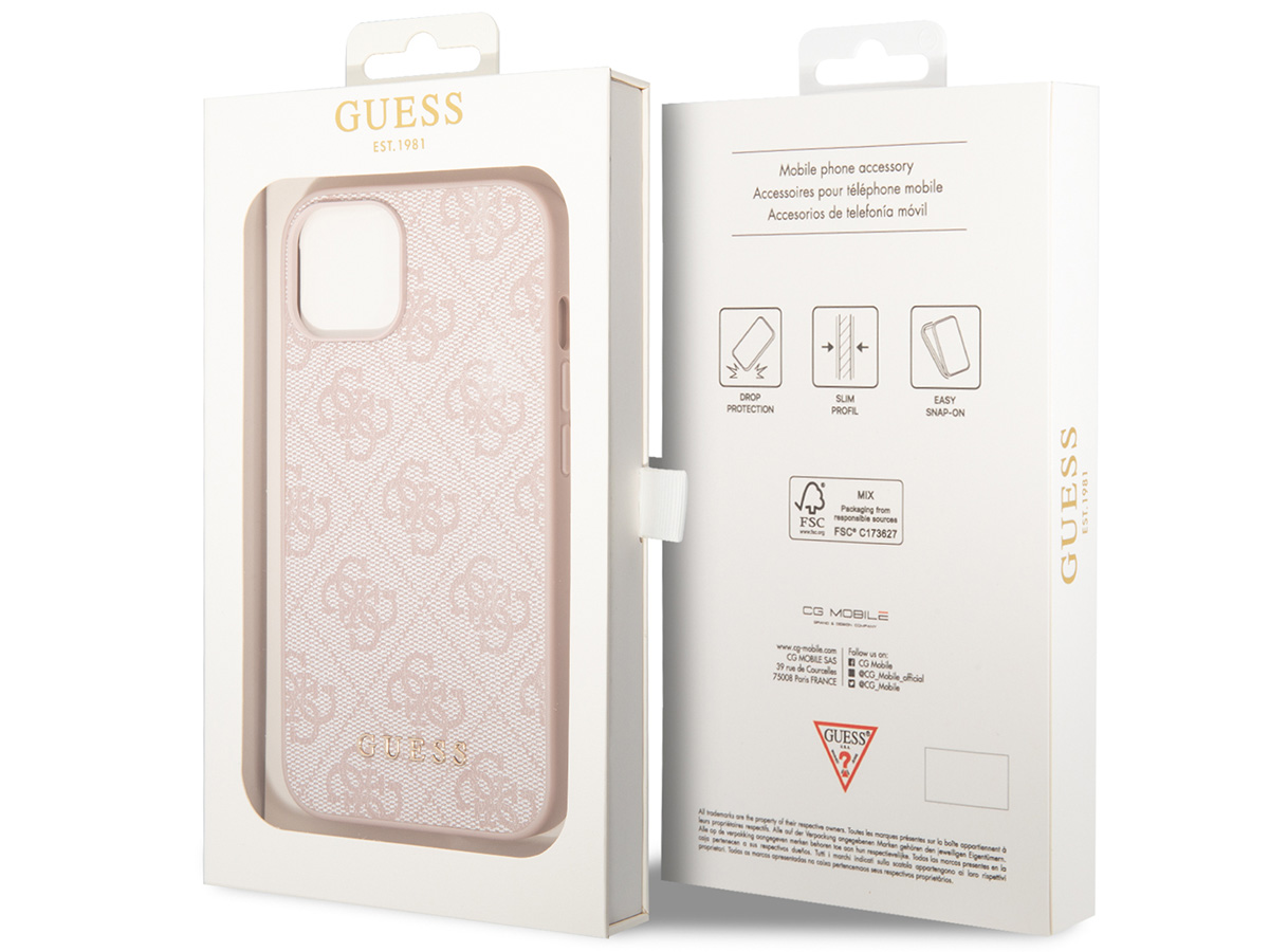 Guess 4G Monogram Case Roze - iPhone 14 hoesje