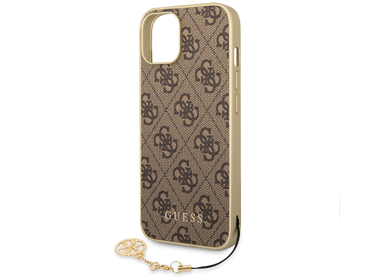 Guess 4G Monogram Charm Case Bruin - iPhone 14 hoesje