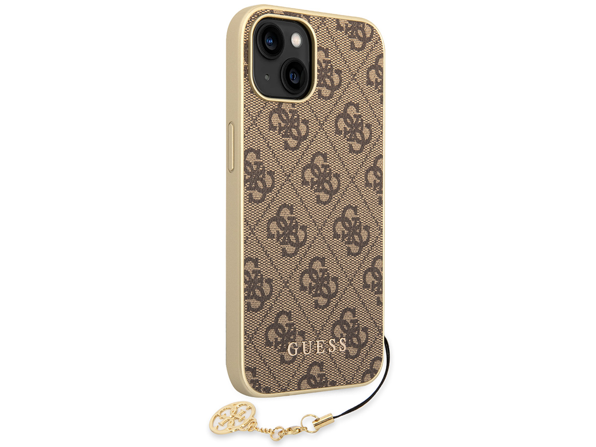 Guess 4G Monogram Charm Case Bruin - iPhone 14 hoesje