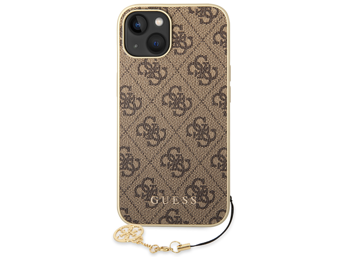 Guess 4G Monogram Charm Case Bruin - iPhone 14 hoesje