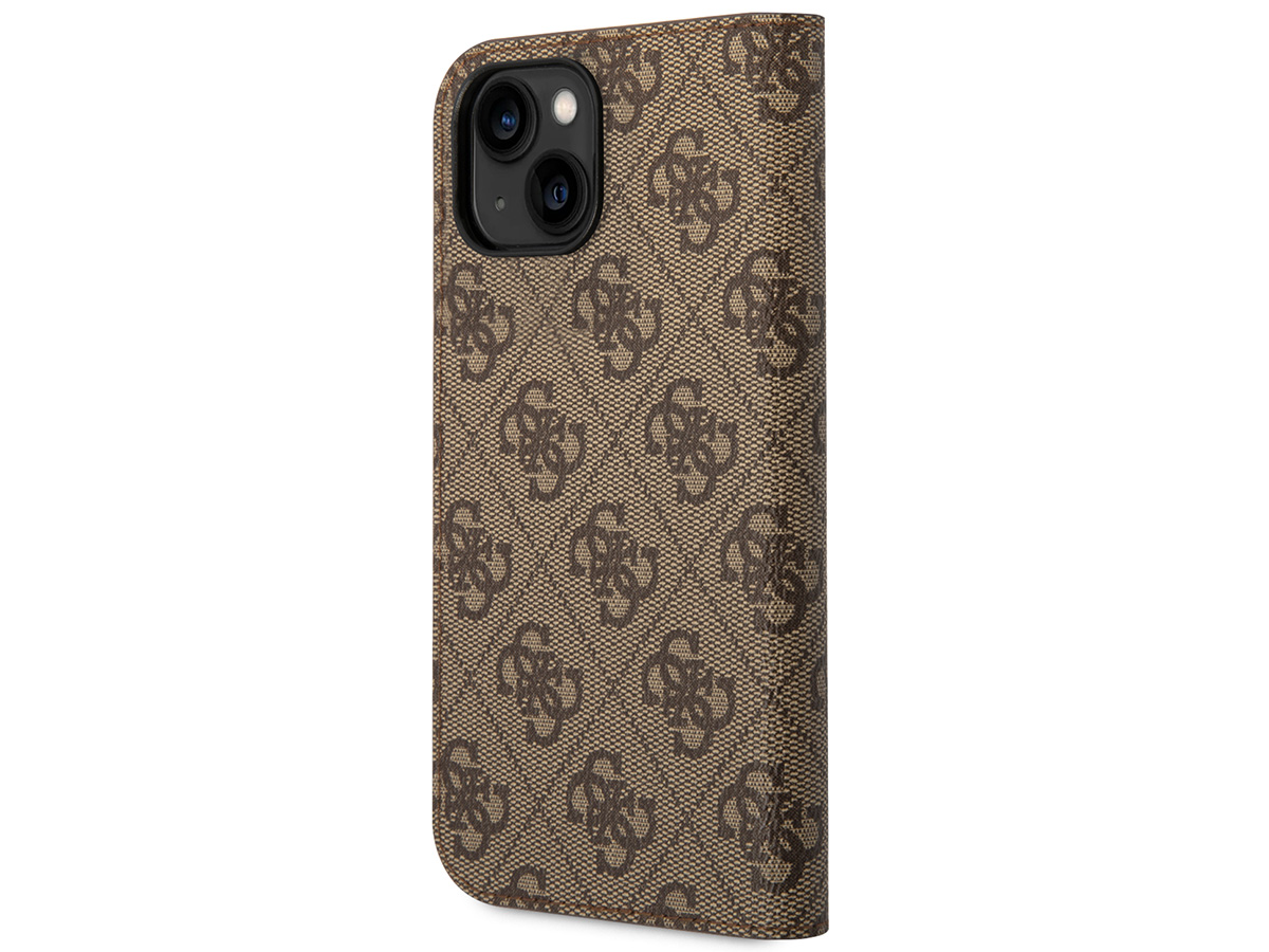 Guess 4G Monogram BookCase Bruin - iPhone 14 hoesje