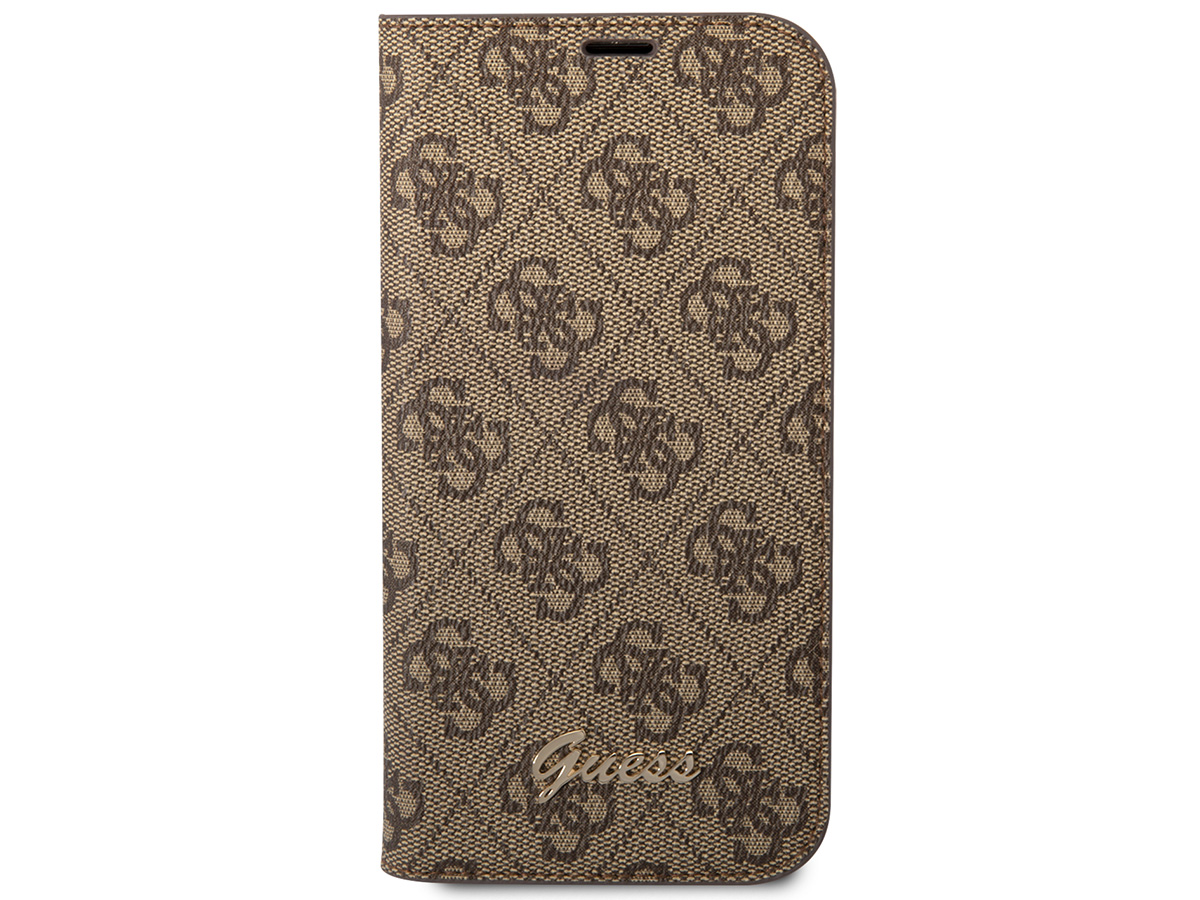 Guess 4G Monogram BookCase Bruin - iPhone 14 hoesje