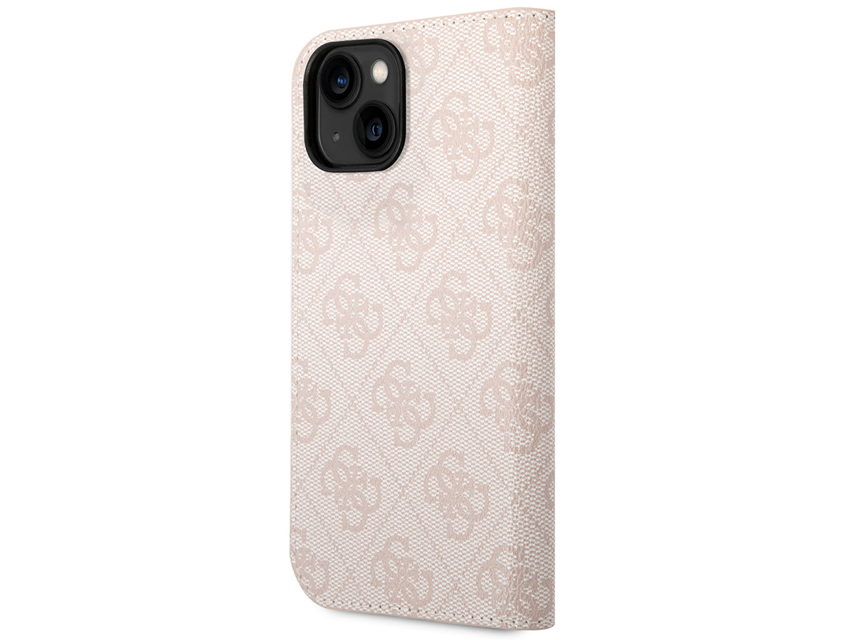 Guess 4G Monogram BookCase Roze - iPhone 14 hoesje