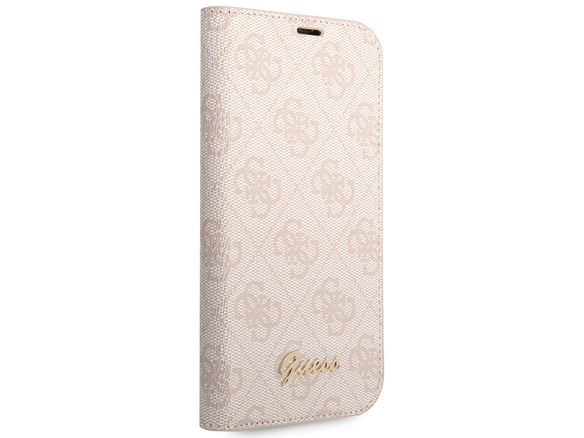 Guess 4G Monogram BookCase Roze - iPhone 14 hoesje