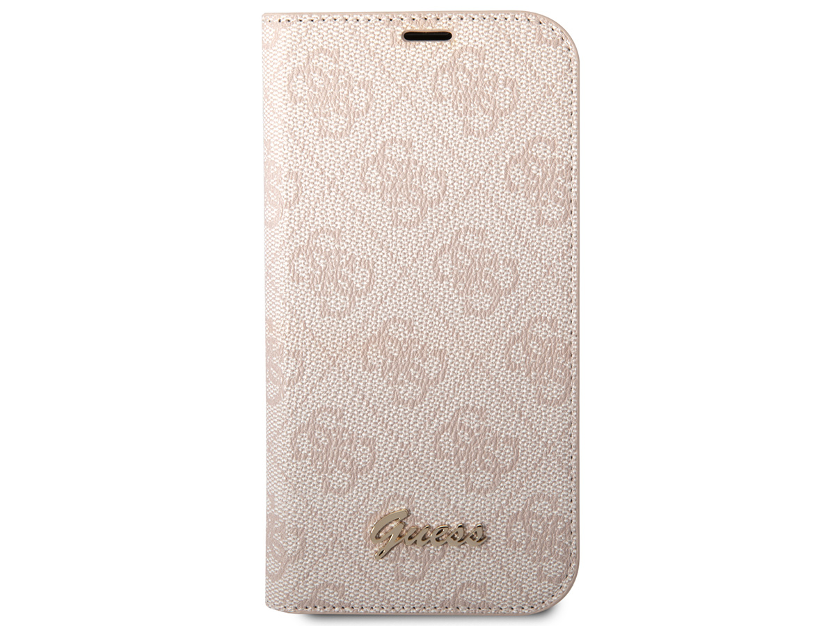 Guess 4G Monogram BookCase Roze - iPhone 14 hoesje