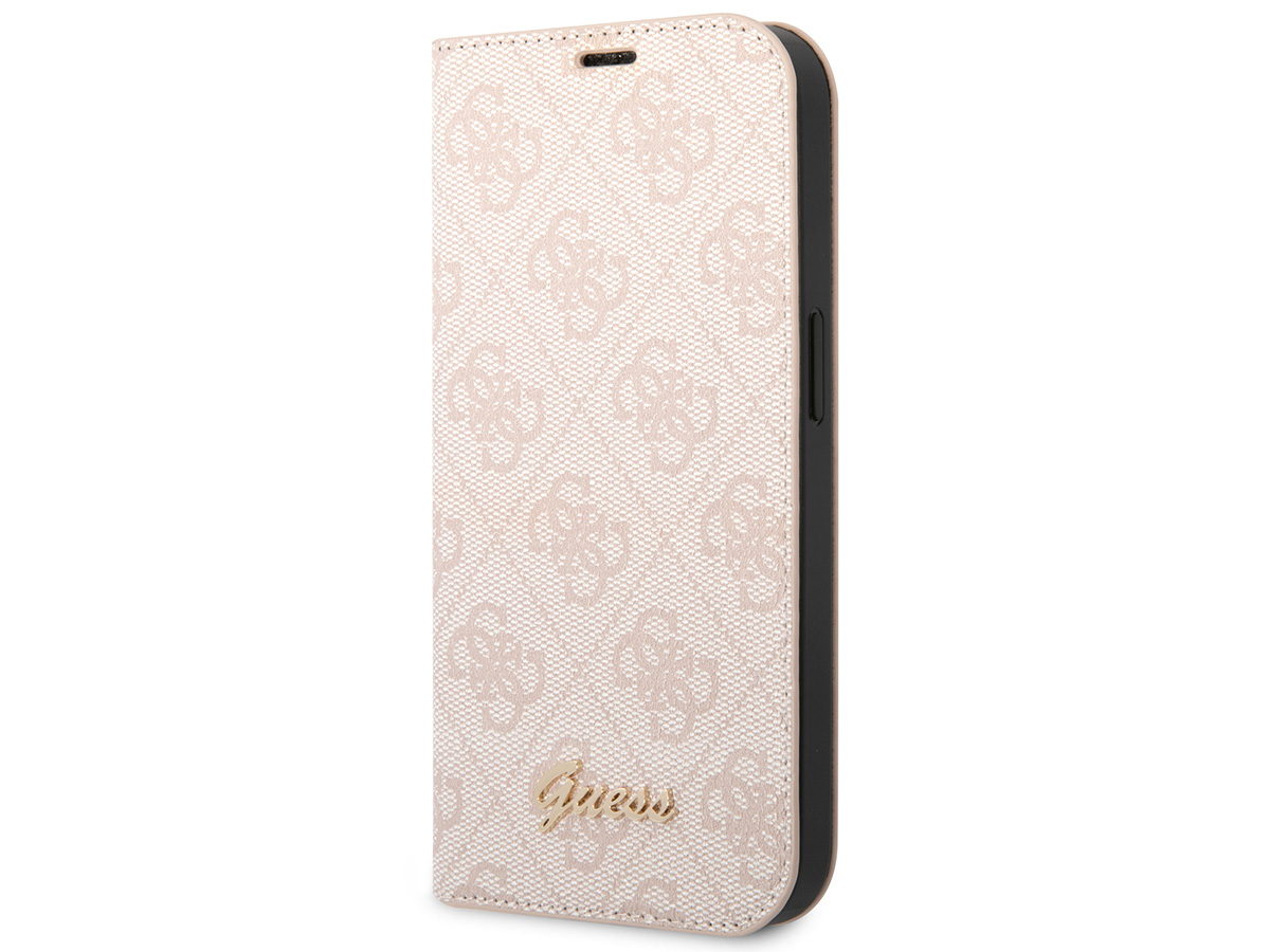 Guess 4G Monogram BookCase Roze - iPhone 14 hoesje