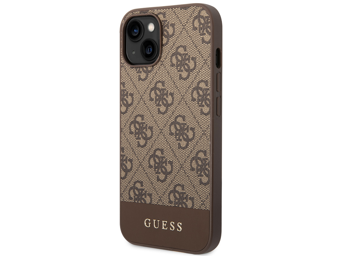 Guess 4G Monogram Stripe Case Bruin - iPhone 14 hoesje