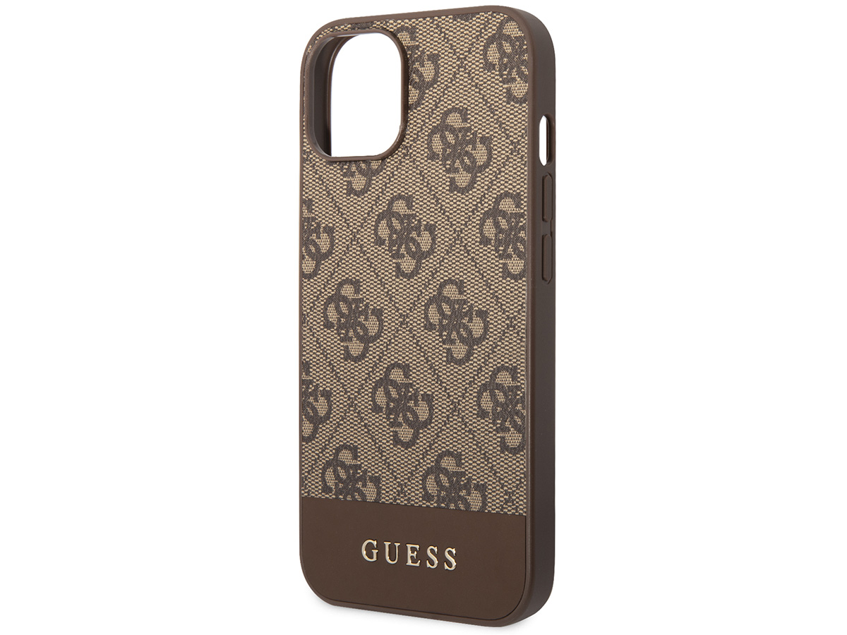 Guess 4G Monogram Stripe Case Bruin - iPhone 14 hoesje