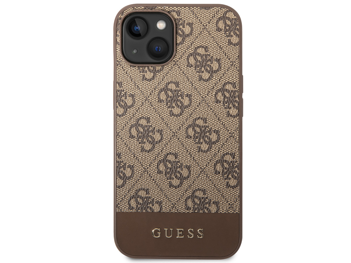 Guess 4G Monogram Stripe Case Bruin - iPhone 14 hoesje