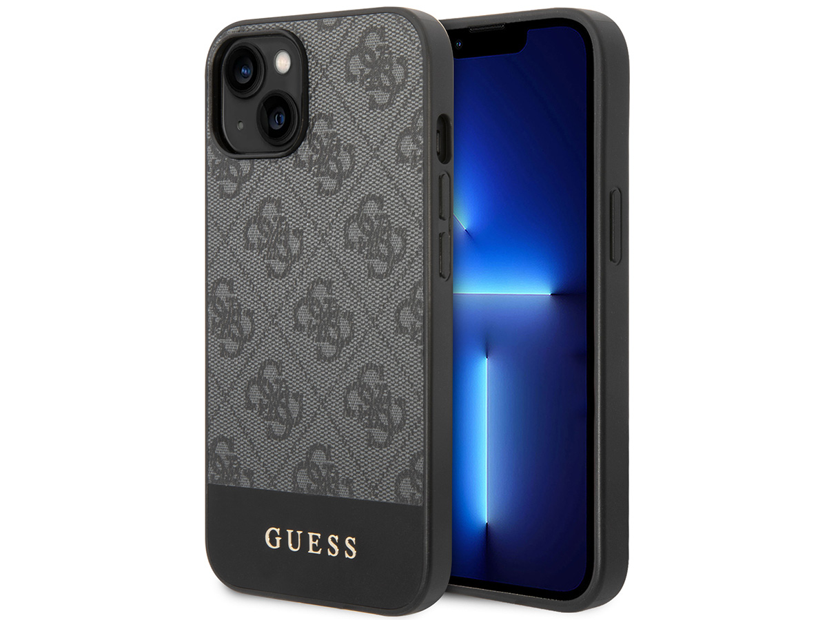 Guess 4G Monogram Stripe Case Grijs - iPhone 14 hoesje