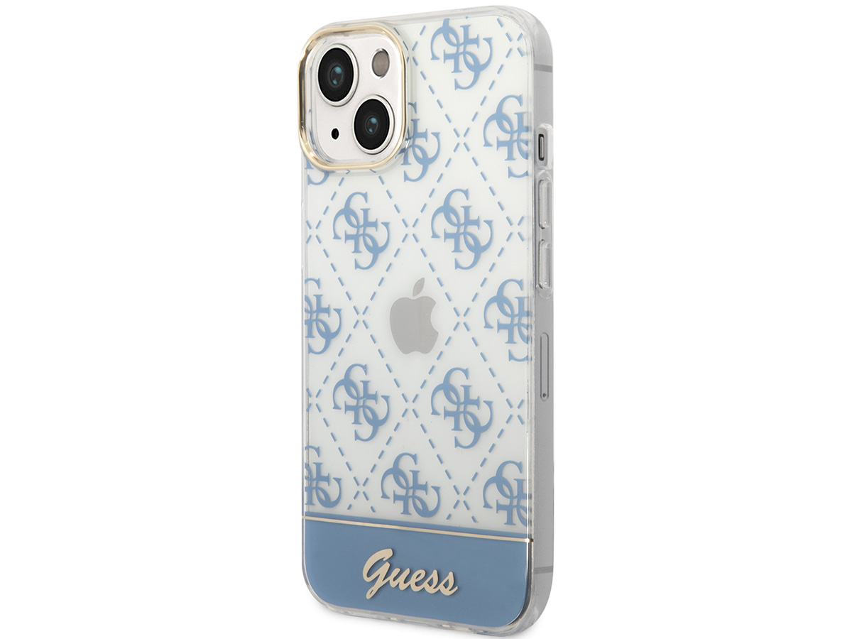 Guess 4G Monogram TPU Case Blauw - iPhone 14 hoesje