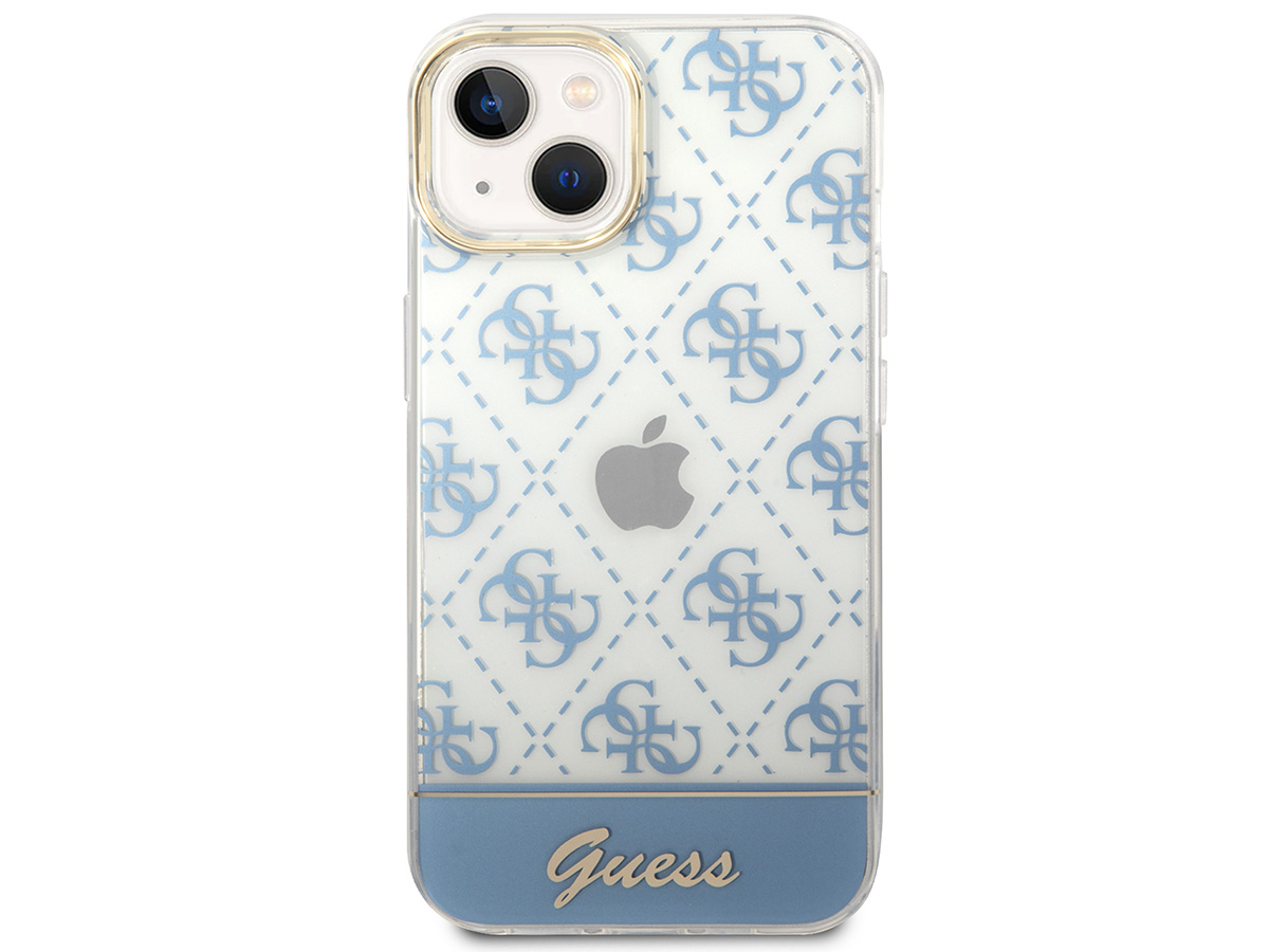 Guess 4G Monogram TPU Case Blauw - iPhone 14 hoesje