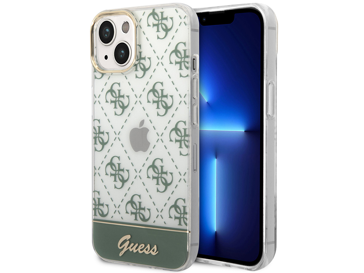 Guess 4G Monogram TPU Case Groen - iPhone 14 hoesje