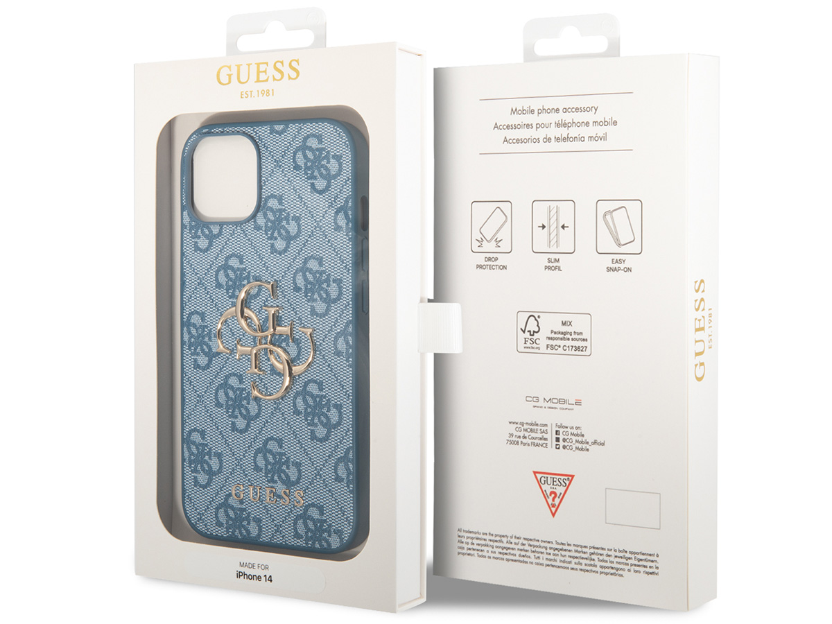 Guess Big 4G Monogram Case Blauw - iPhone 14 hoesje