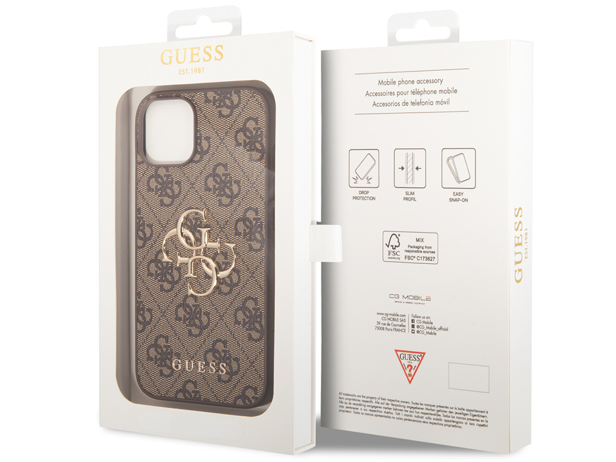 Guess Big 4G Monogram Case Bruin - iPhone 14 hoesje