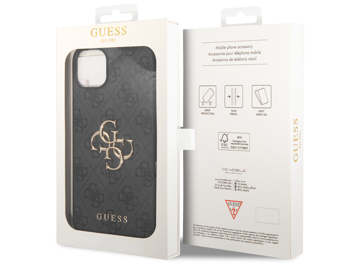 Guess Big 4G Monogram Case Grijs - iPhone 14 hoesje