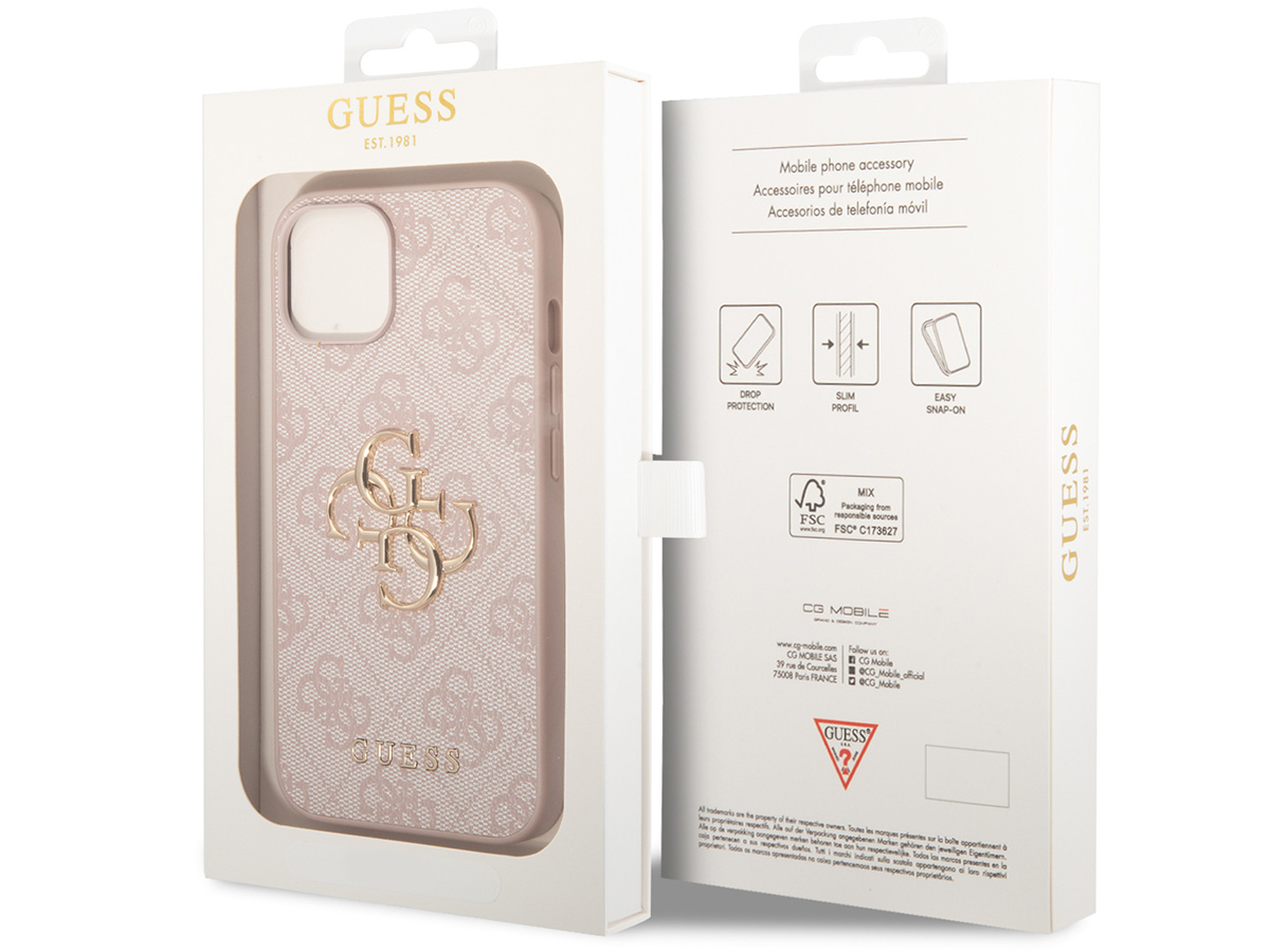 Guess Big 4G Monogram Case Roze - iPhone 14 hoesje