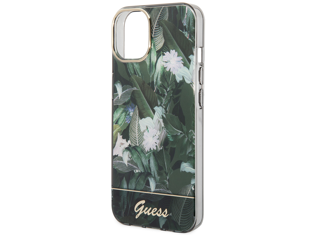 Guess Floral Jungle TPU Case Groen - iPhone 14 hoesje