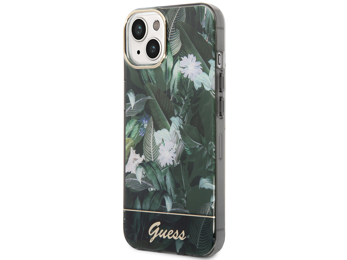 Guess Floral Jungle TPU Case Groen - iPhone 14 hoesje