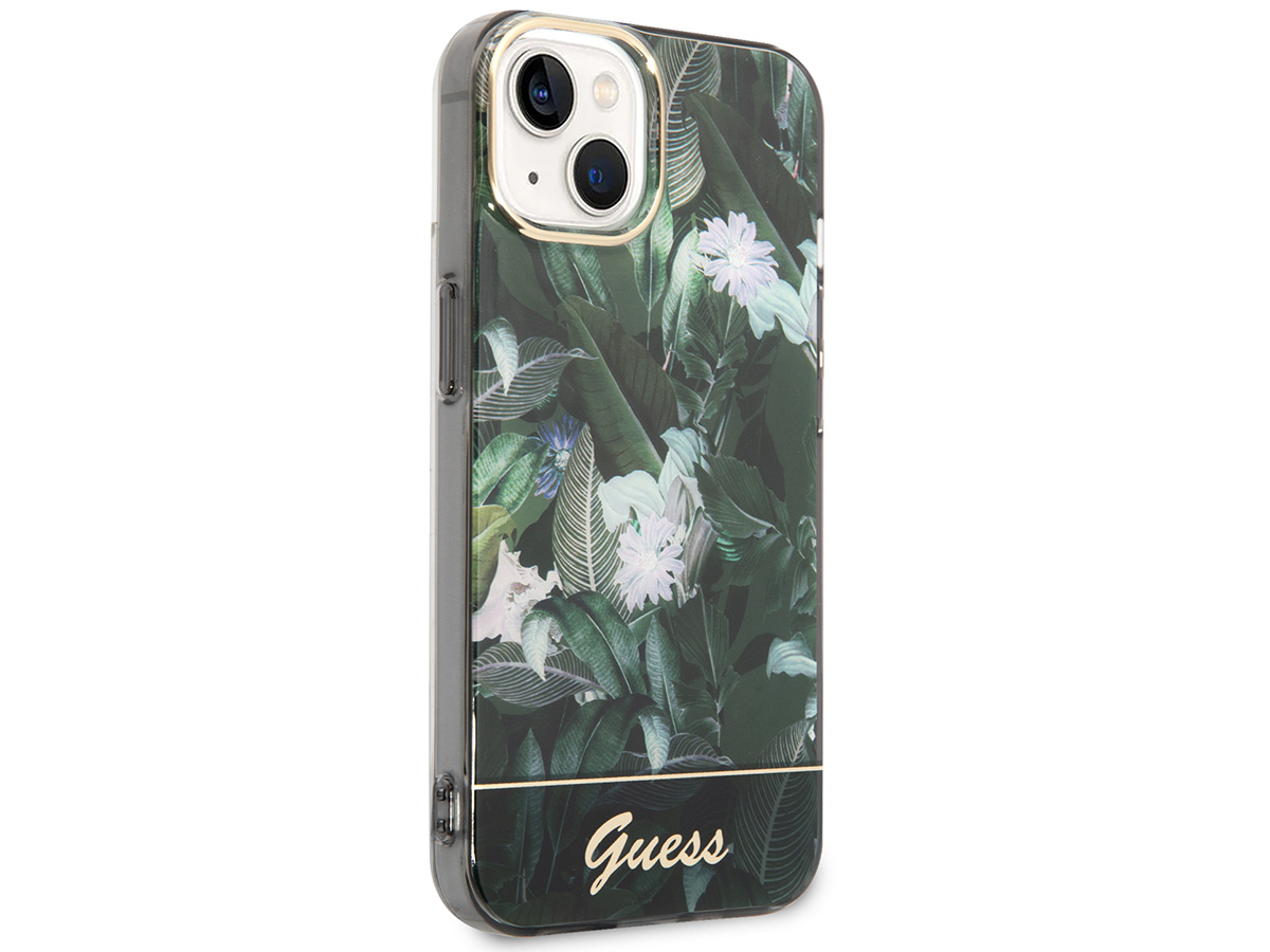 Guess Floral Jungle TPU Case Groen - iPhone 14 hoesje