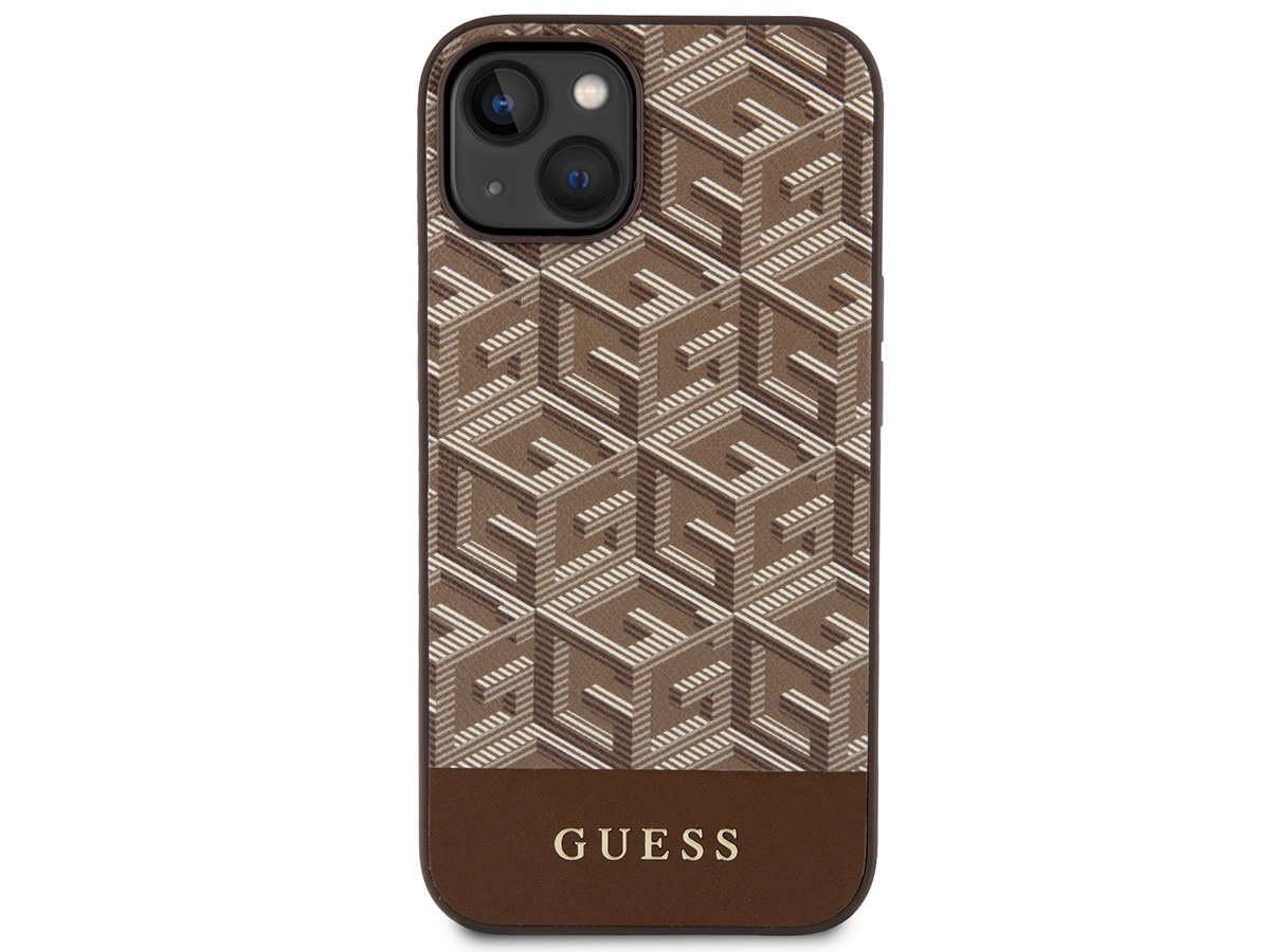 Guess G-Cube MagSafe Case Bruin - iPhone 14 hoesje