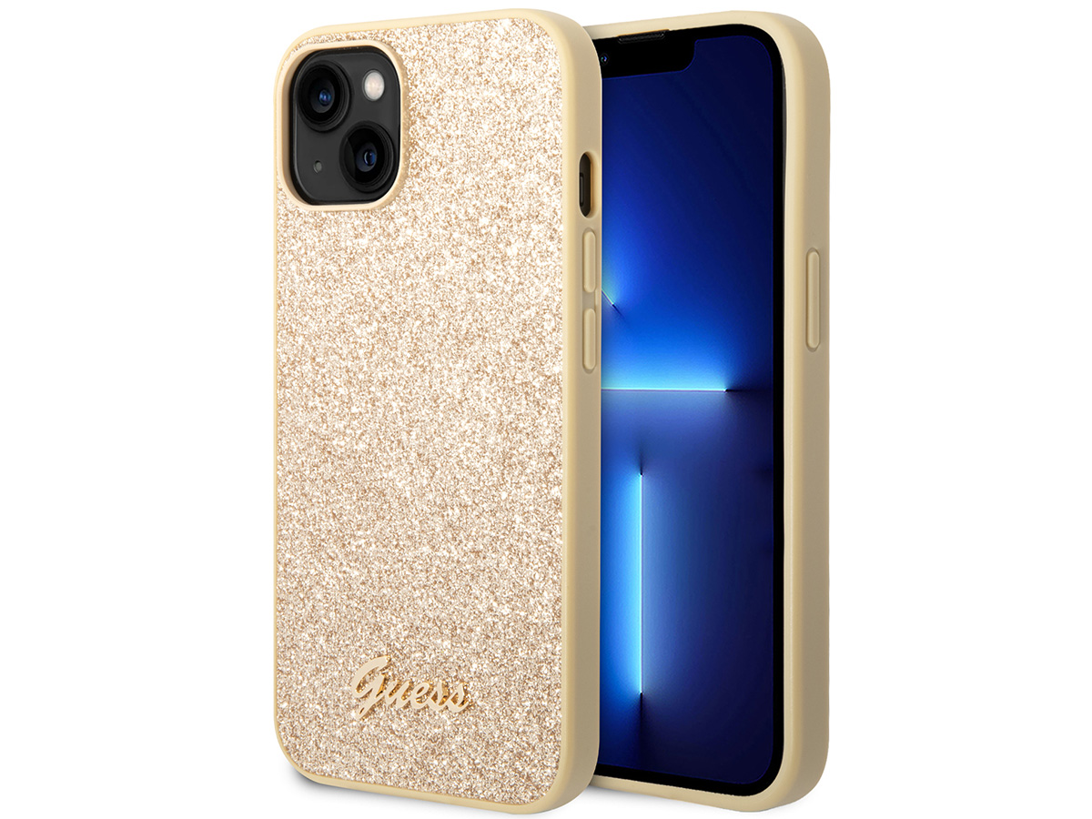 Guess Glitter TPU Case Goud - iPhone 14 hoesje