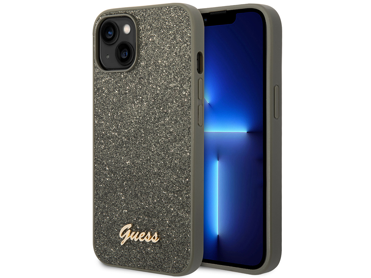 Guess Glitter TPU Case Groen - iPhone 14 hoesje