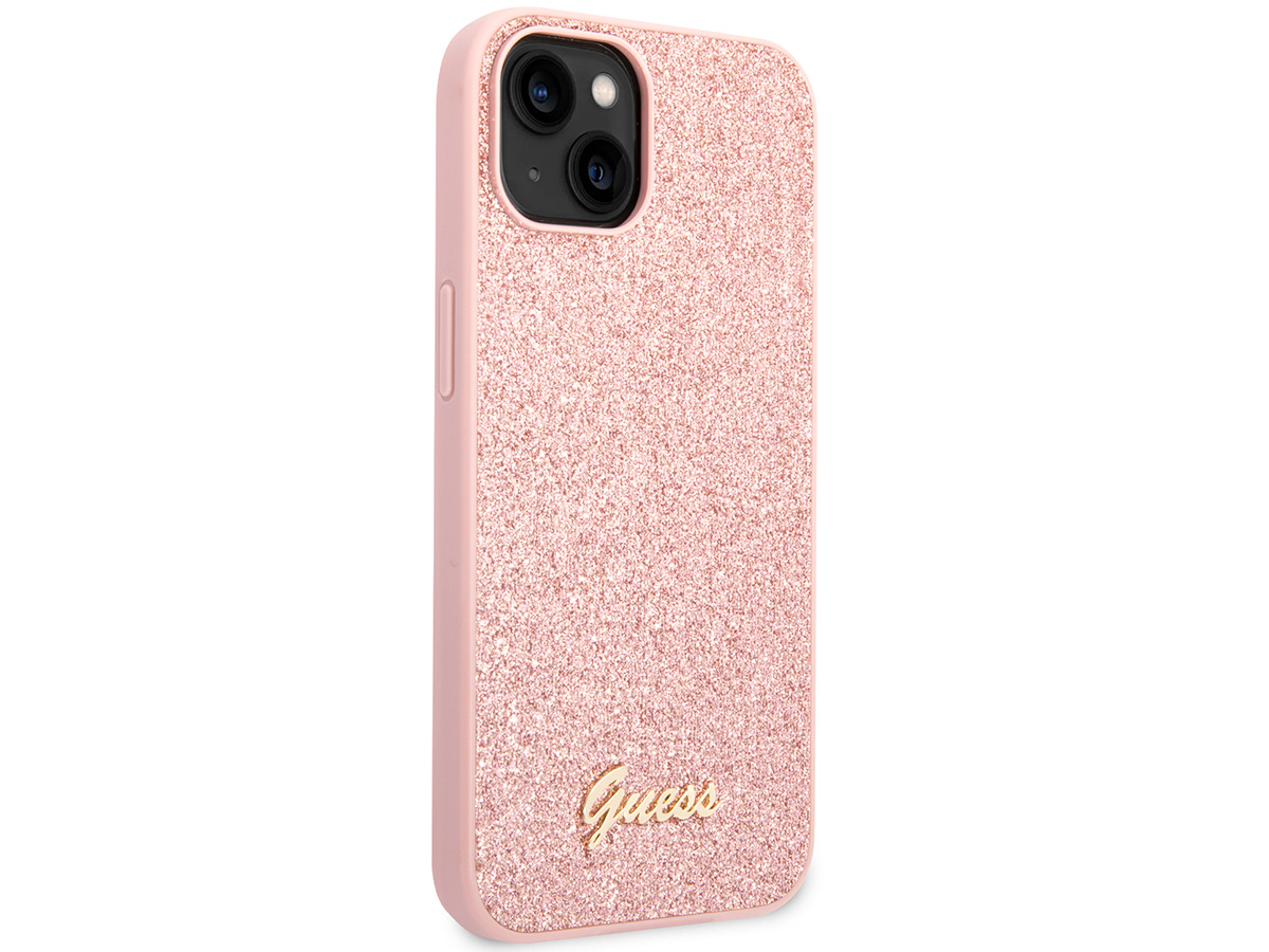 Guess Glitter TPU Case Roze - iPhone 14 hoesje