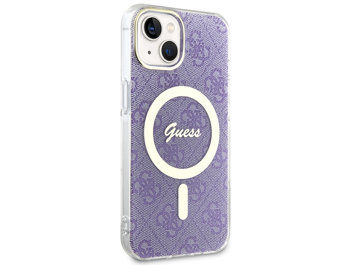 Guess Monogram MagSafe TPU Case Paars - iPhone 14 hoesje