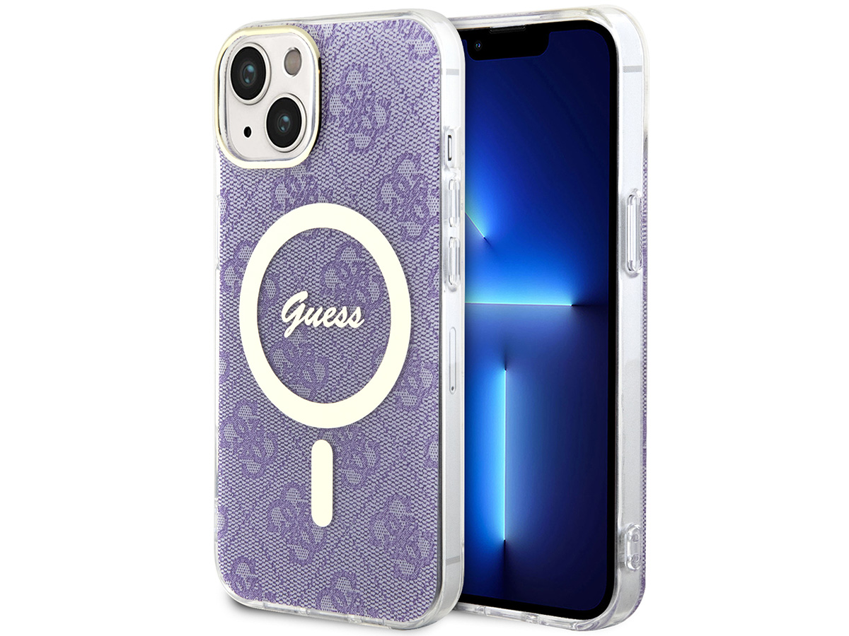 Guess Monogram MagSafe TPU Case Paars - iPhone 14 hoesje