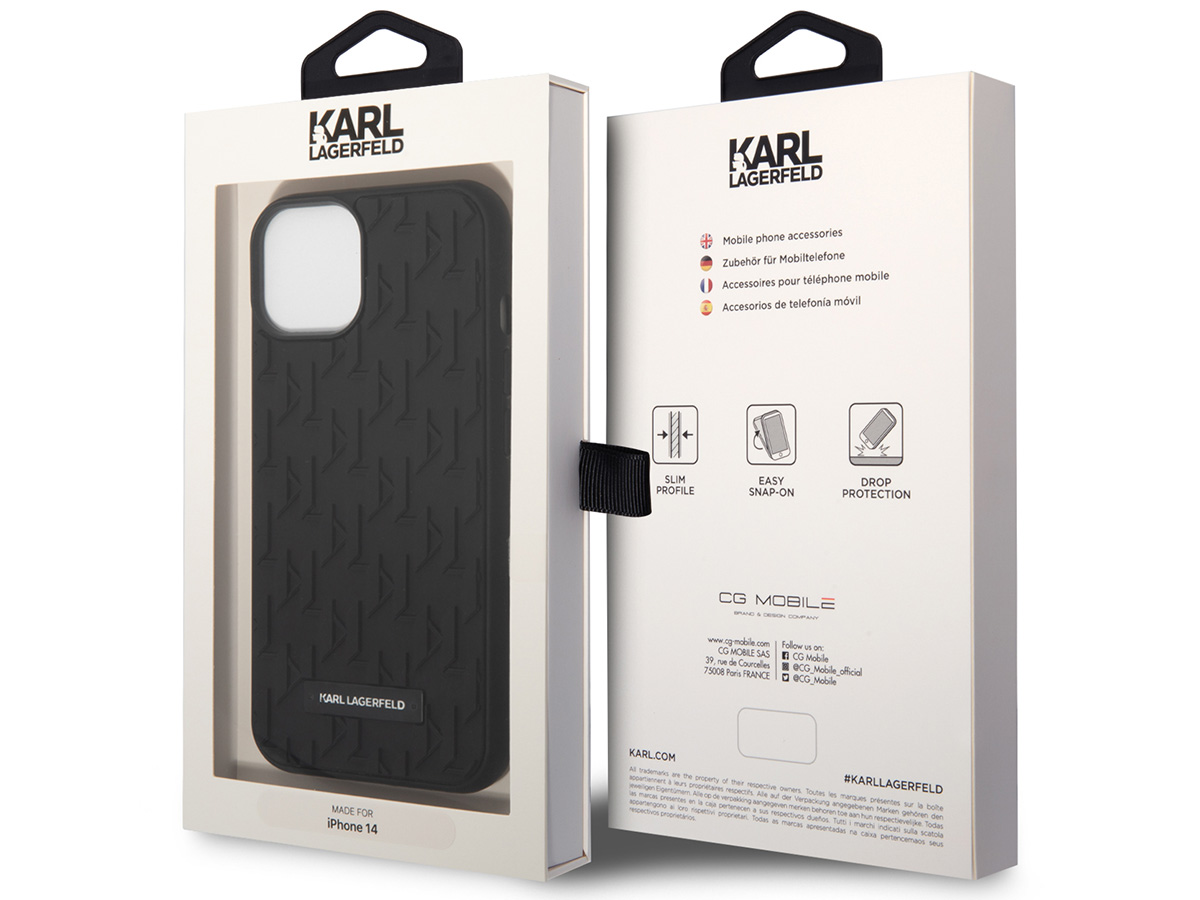 Karl Lagerfeld 3D Monogram Case Zwart - iPhone 14 hoesje