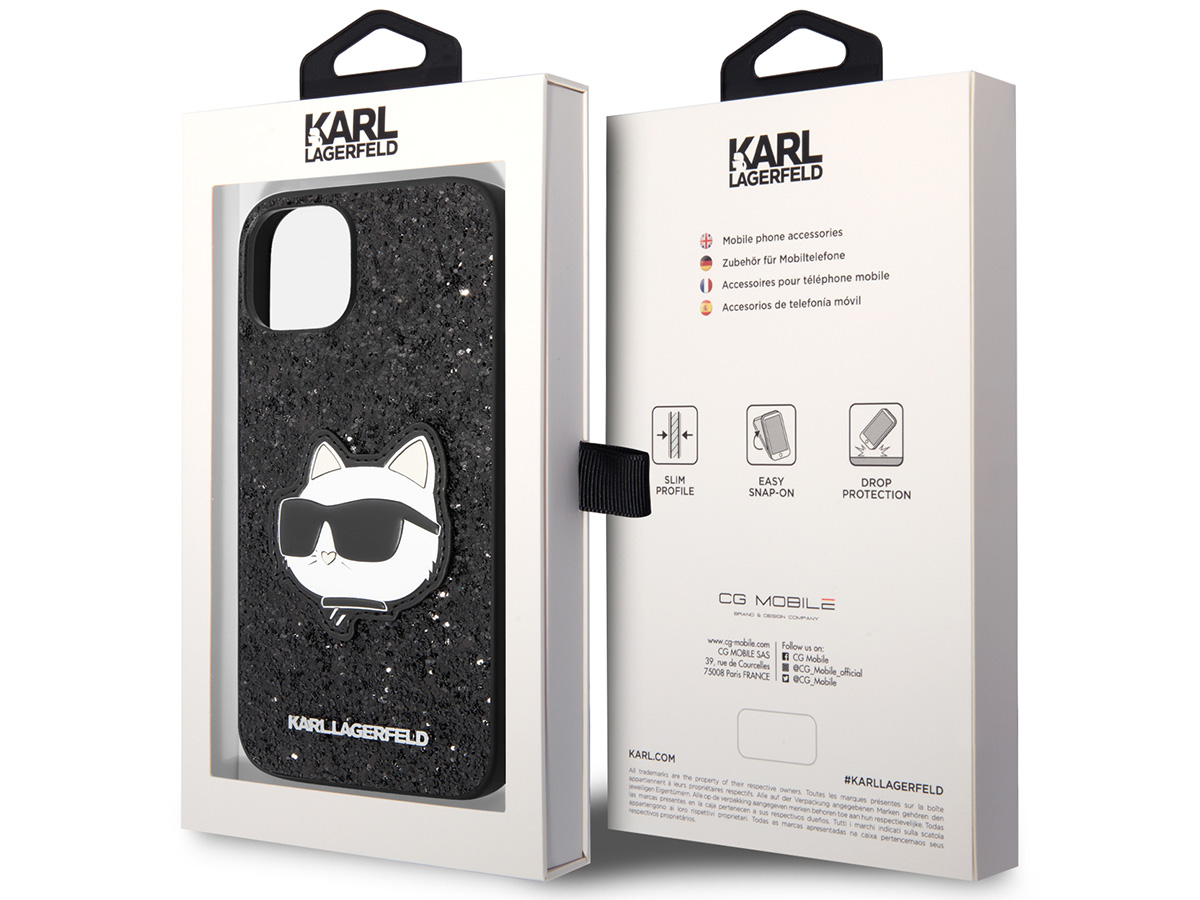 Karl Lagerfeld Ikonik Choupette Rhinestone Case - iPhone 14 hoesje